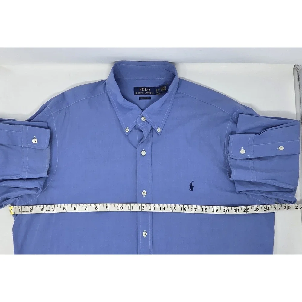 Polo Ralph Lauren Classic Fit Stretch Poplin Shirt Mens XL Blue Long Sleeve EUC